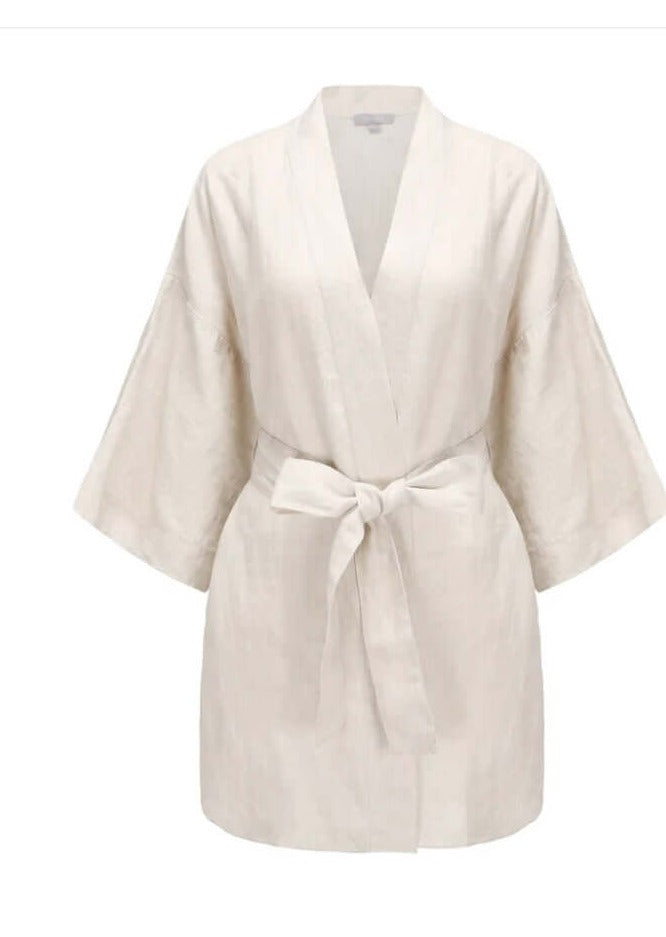 Short Linen Kimono with Belt